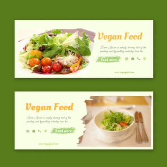Vegan food banners, cuisine, template, business, ZIP