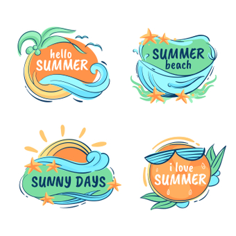 Summer logo, hand-painted style, summer vacation, sample, ZIP
