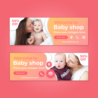 Baby shop banners, baby shop, baby, mother, ZIP