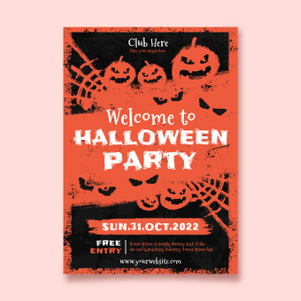 Halloween party poster, advertisement, flyer, club event, ZIP