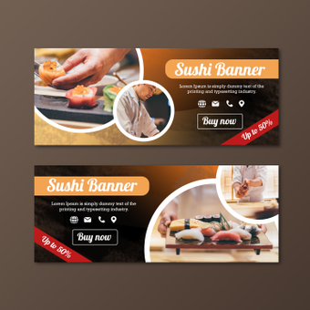 Sushi banner, sushi, sushi shop, orange, ZIP