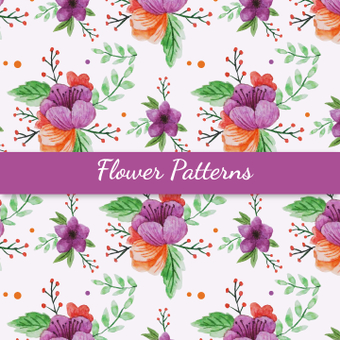 Floral pattern, fashionable, purple, hand-painted style, ZIP