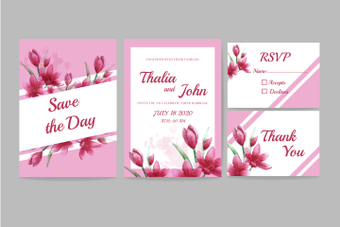 Card set, cute, pink, template, ZIP