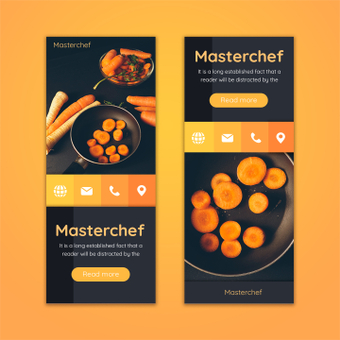 Chef banner, cuisine, orange, template, ZIP