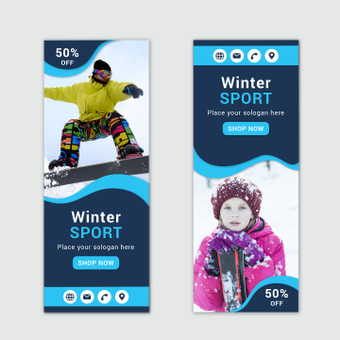 Winter sports banner, winter, winter sports, portrait, ZIP