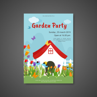 Poster garden party, ZIP Poster garden party, flower, posters, flyer, ZIP