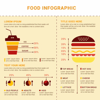 Food infographics, orange, catalog, presentation, ZIP