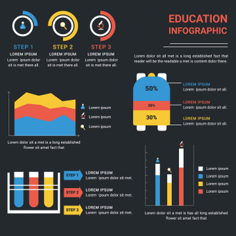 Education infographic, presentation, graph, template, ZIP