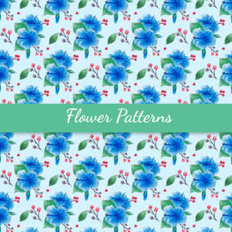 Floral pattern, cute, hand-painted style, hibiscus, ZIP