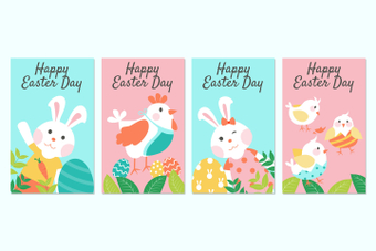 Easter card, water color, cute, pink, ZIP