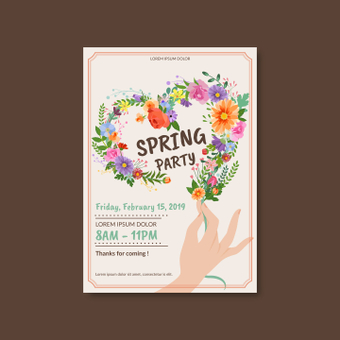 Poster spring party, ZIP Poster spring party, flower, spring, posters, ZIP