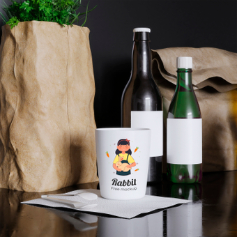 Cup mockup, bottle, cute, marketing, ZIP