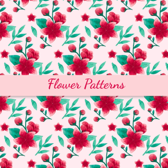 Floral pattern, red, cute, hand-painted style, ZIP