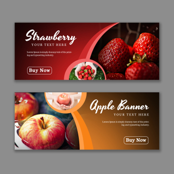 Fruit banner, strawberry, apple, fruits, ZIP
