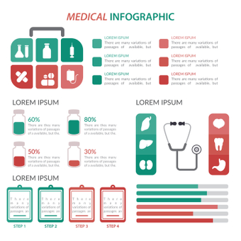 Medical infographic, red, hospital, catalog, ZIP