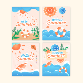 Summer card, sea, cute, floating ring, ZIP