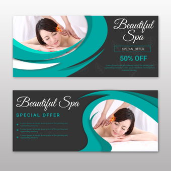 Spa banner, green, template, business, ZIP
