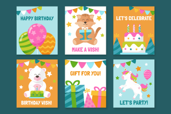 birthday card, cute, card, animal character, ZIP